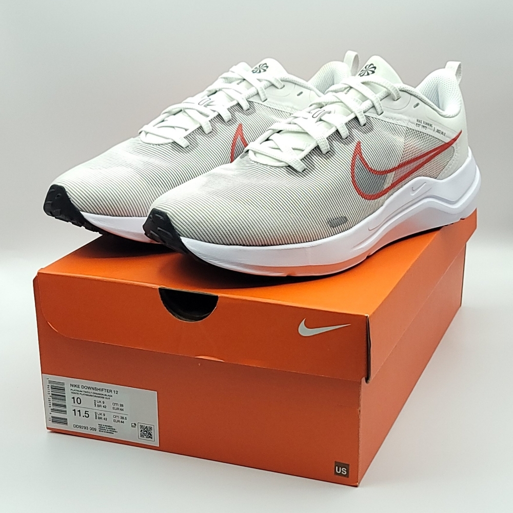 NIKE Downshifter 12 Low Platinum Tint Shoes Size 10 DD9293-009 - NEW In BOX...!!